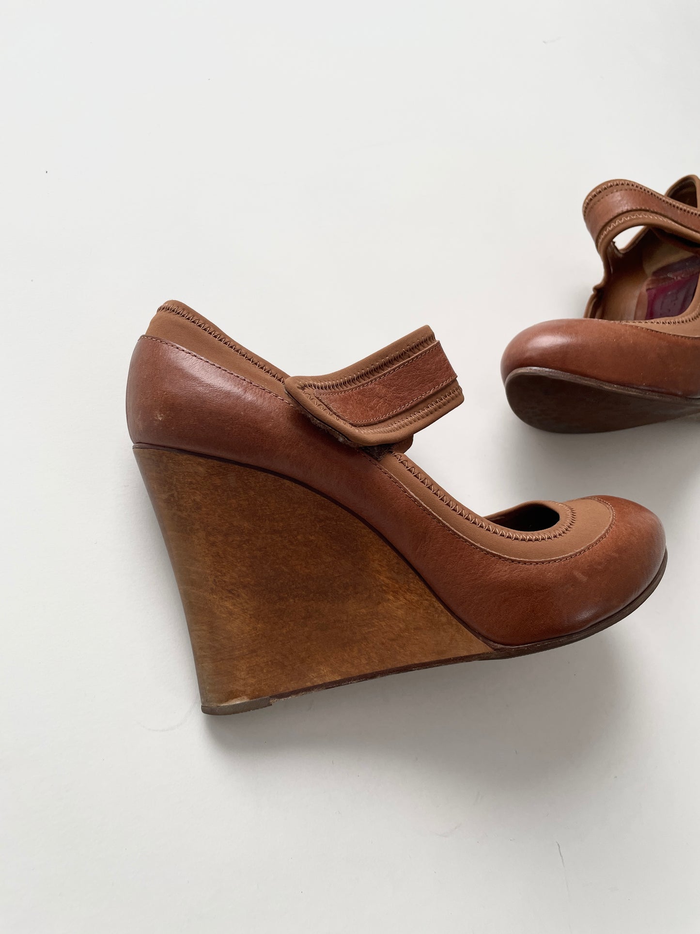 Chloé SS 2006 wooden wedge Mary Janes