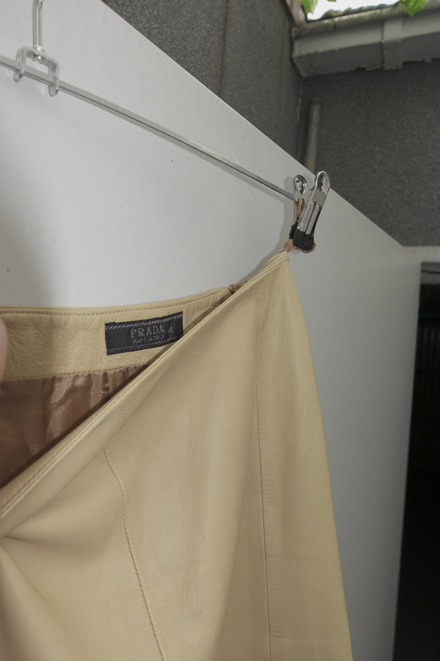 Prada flared leather midi skirt
