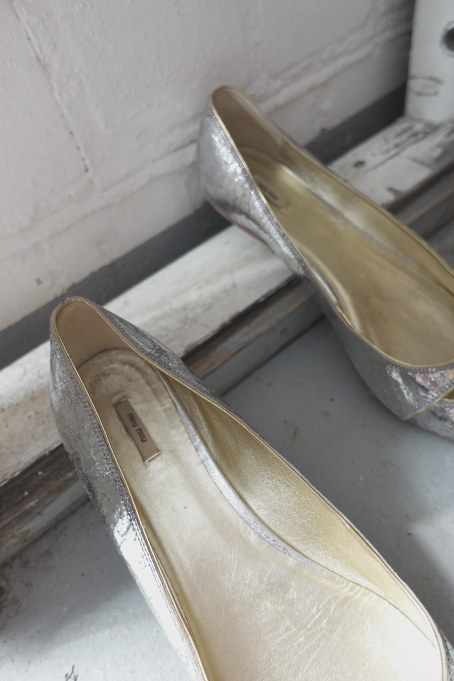 Miu Miu silver ballet flats