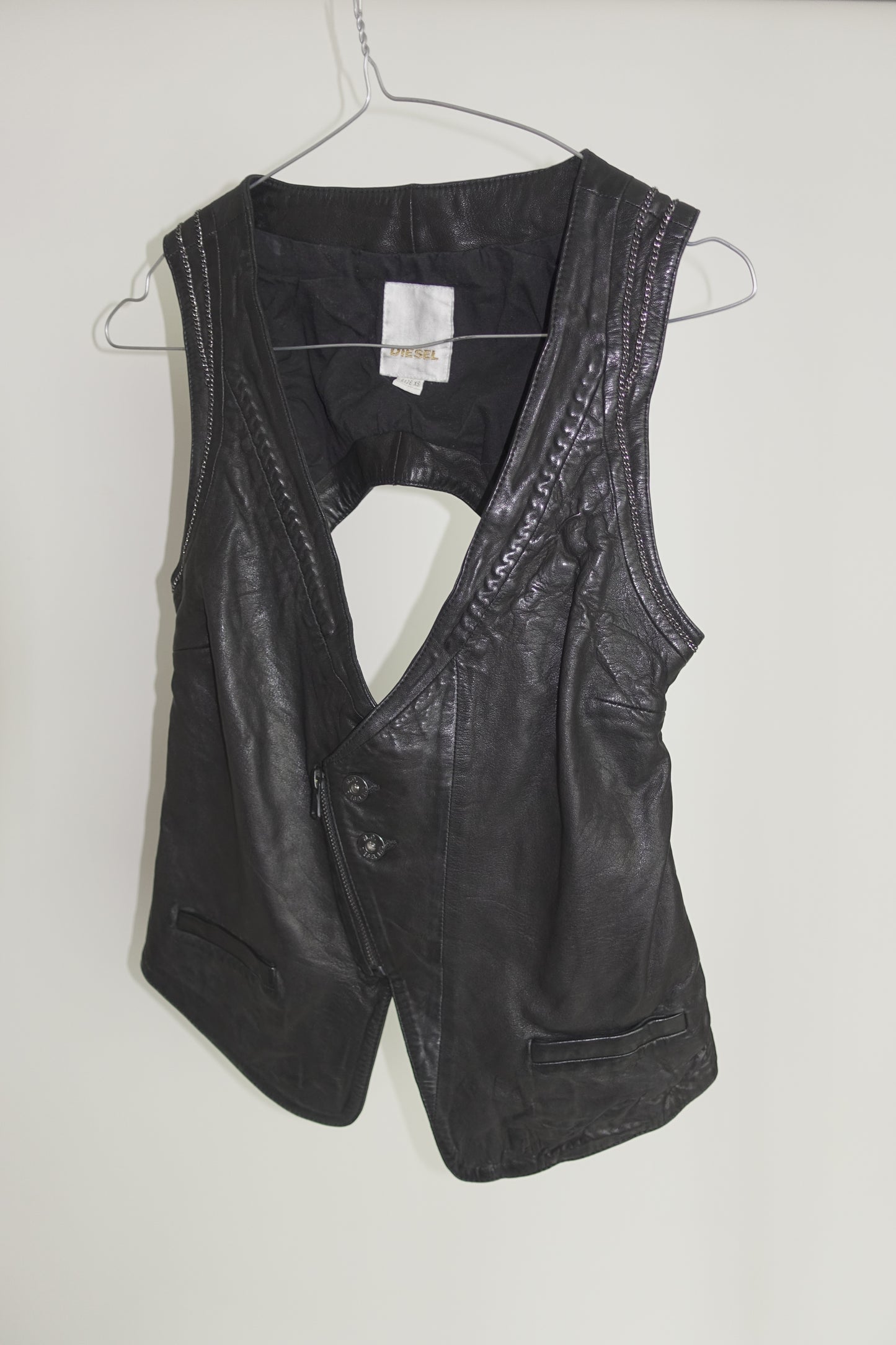 Diesel leather vest with back cut out