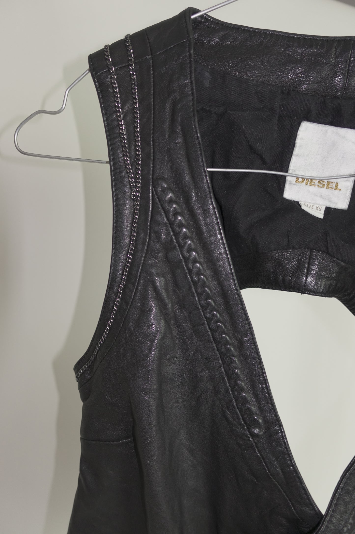 Diesel leather vest with back cut out