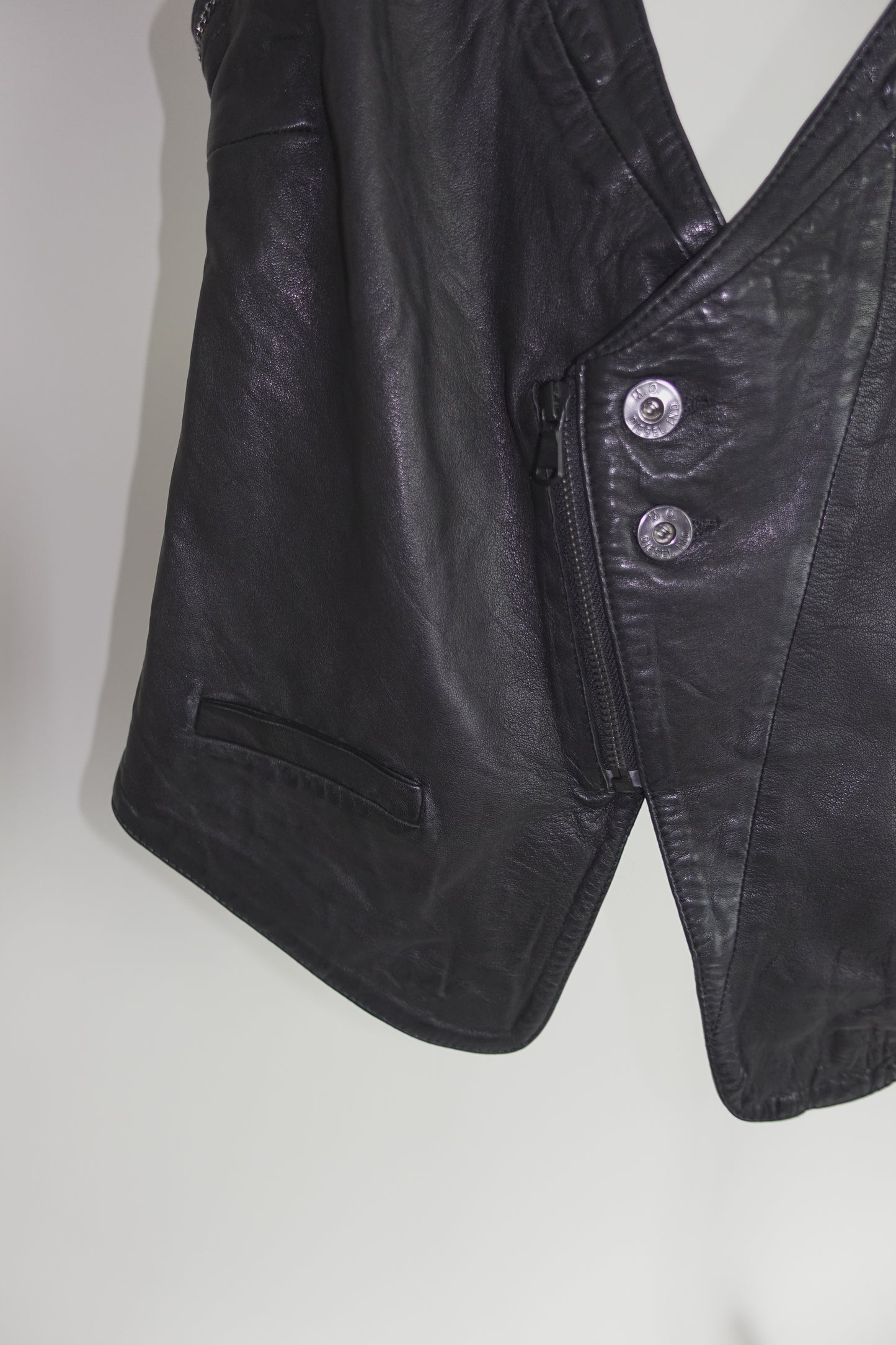 Diesel leather vest with back cut out