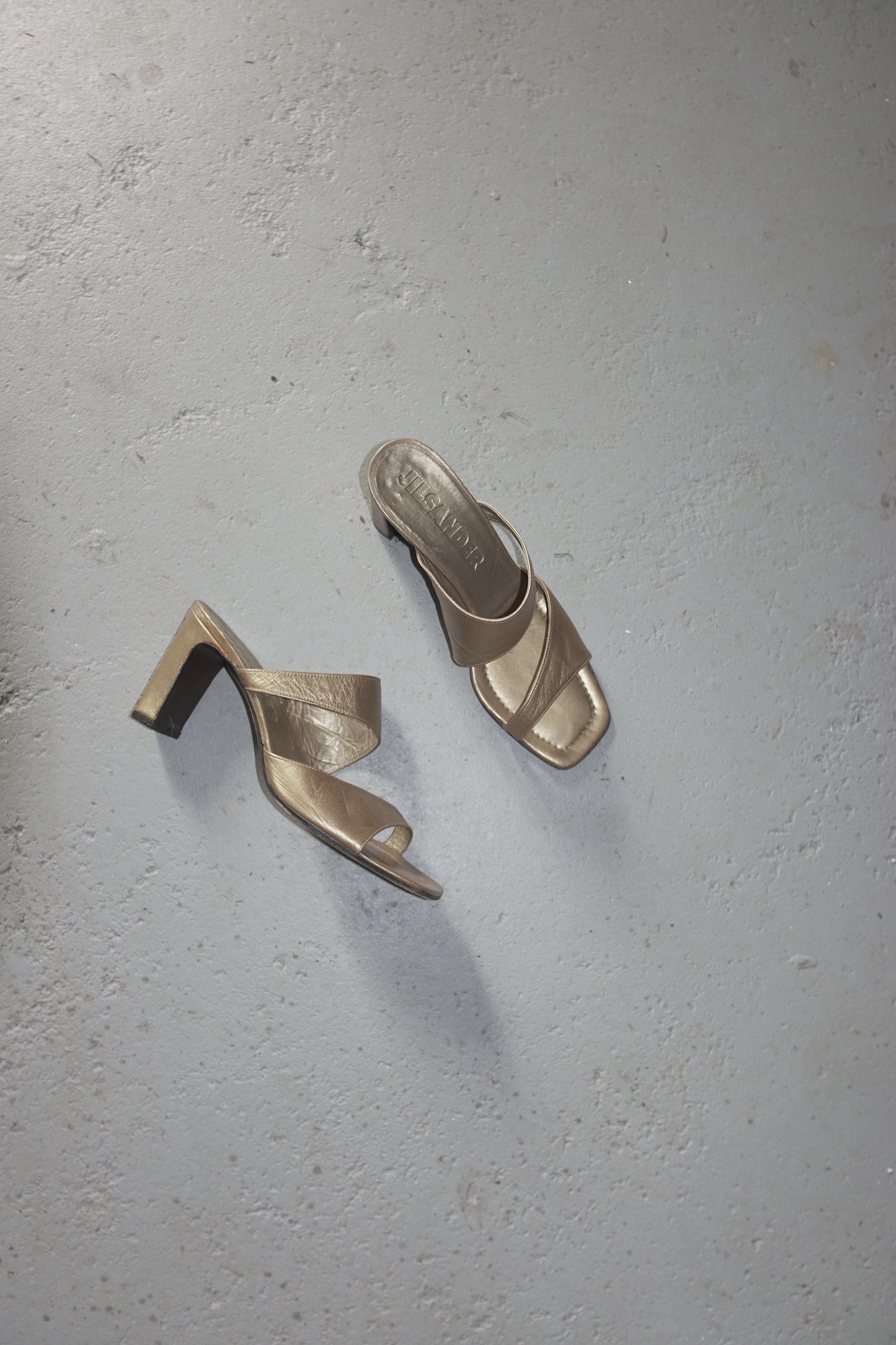 Jil Sander gold leather sandals