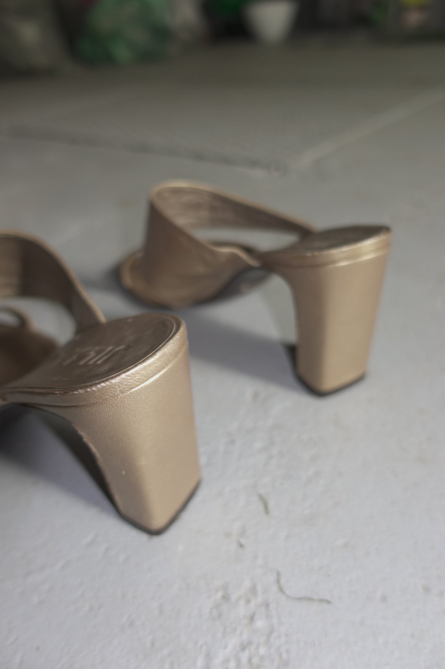 Jil Sander gold leather sandals