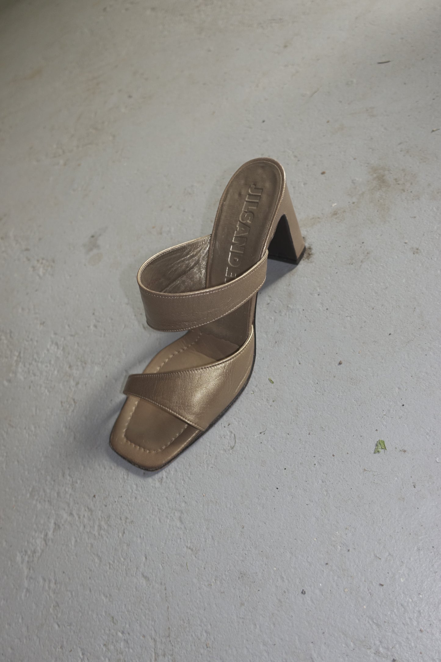Jil Sander gold leather sandals