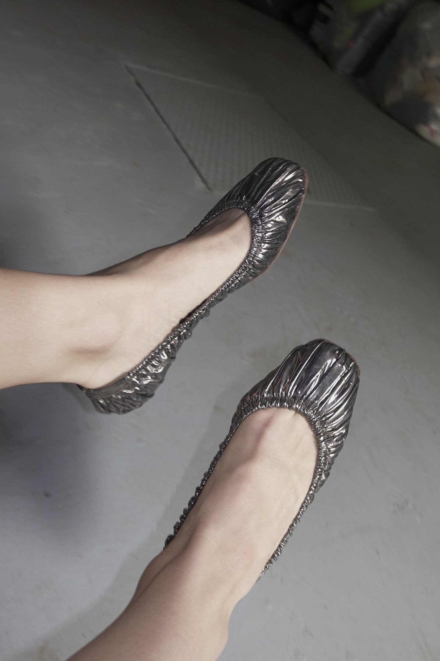 Dolce and Gabbana metallic scrunch ballet flats