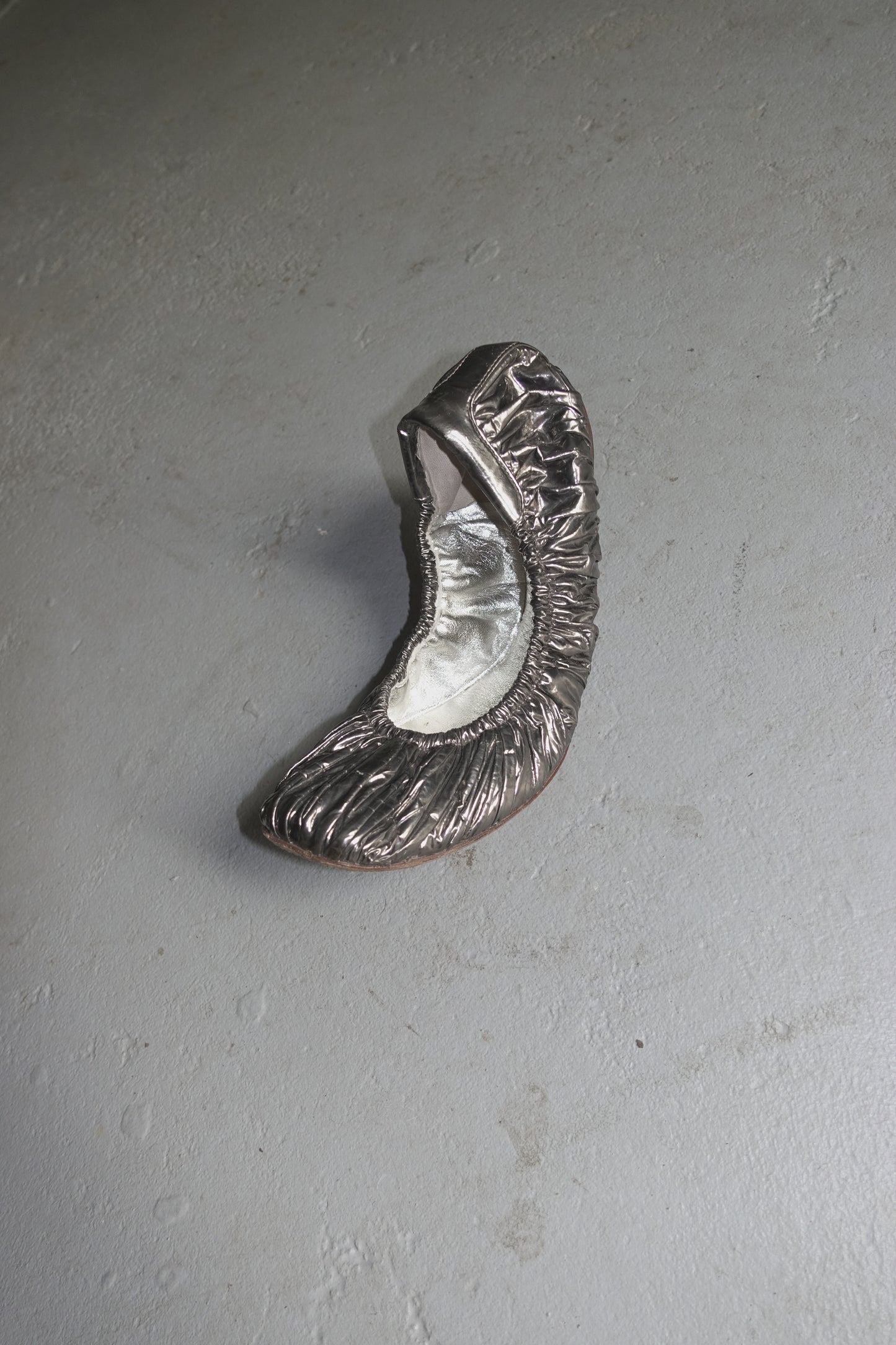 Dolce and Gabbana metallic scrunch ballet flats