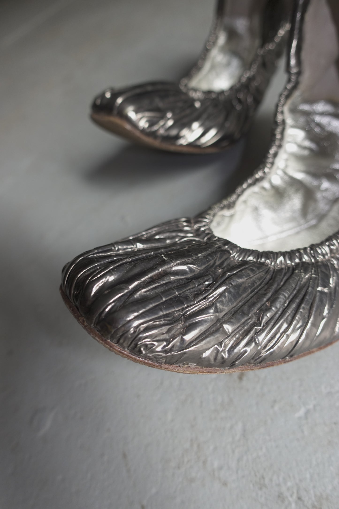Dolce and Gabbana metallic scrunch ballet flats