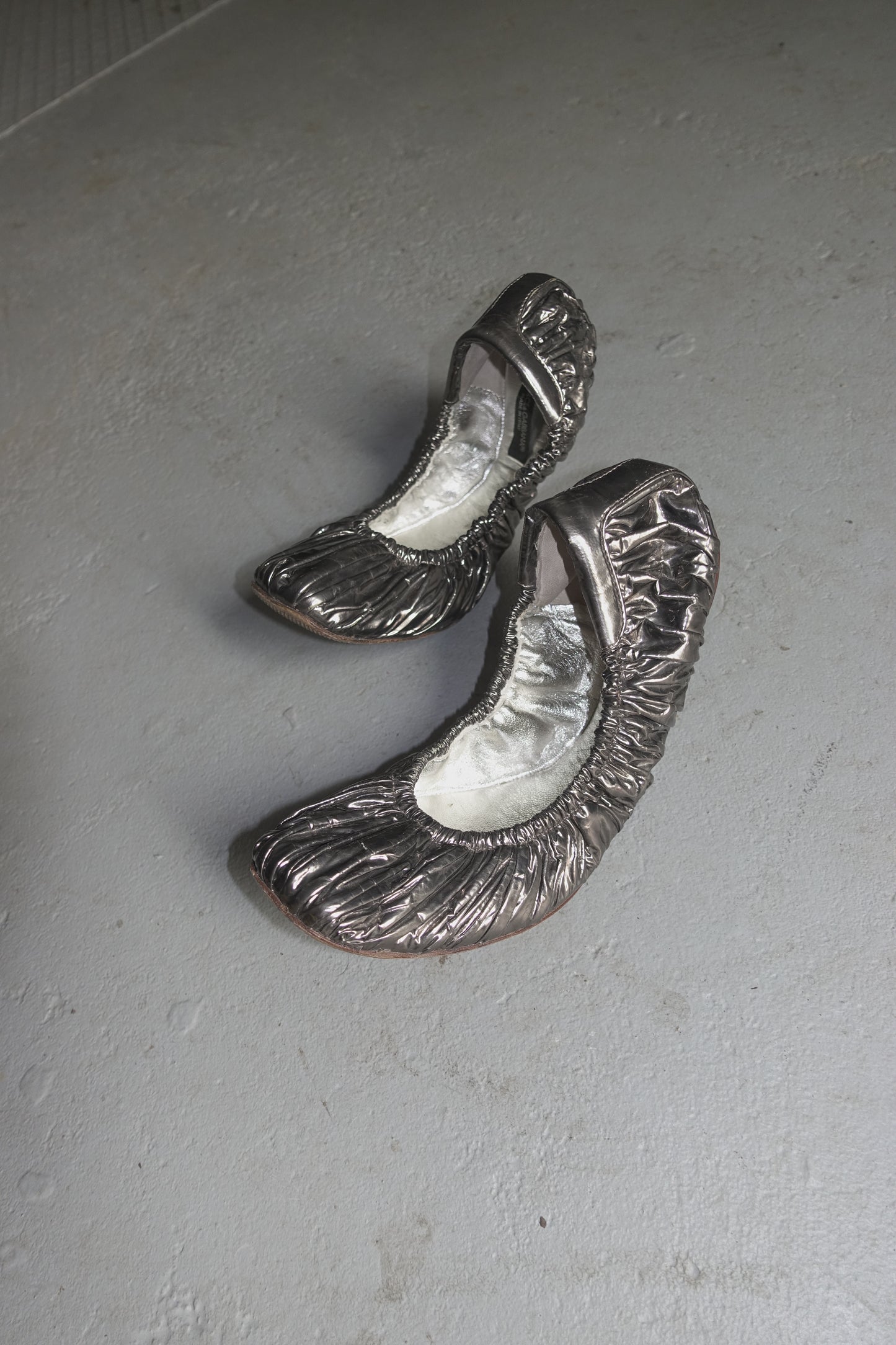 Dolce and Gabbana metallic scrunch ballet flats