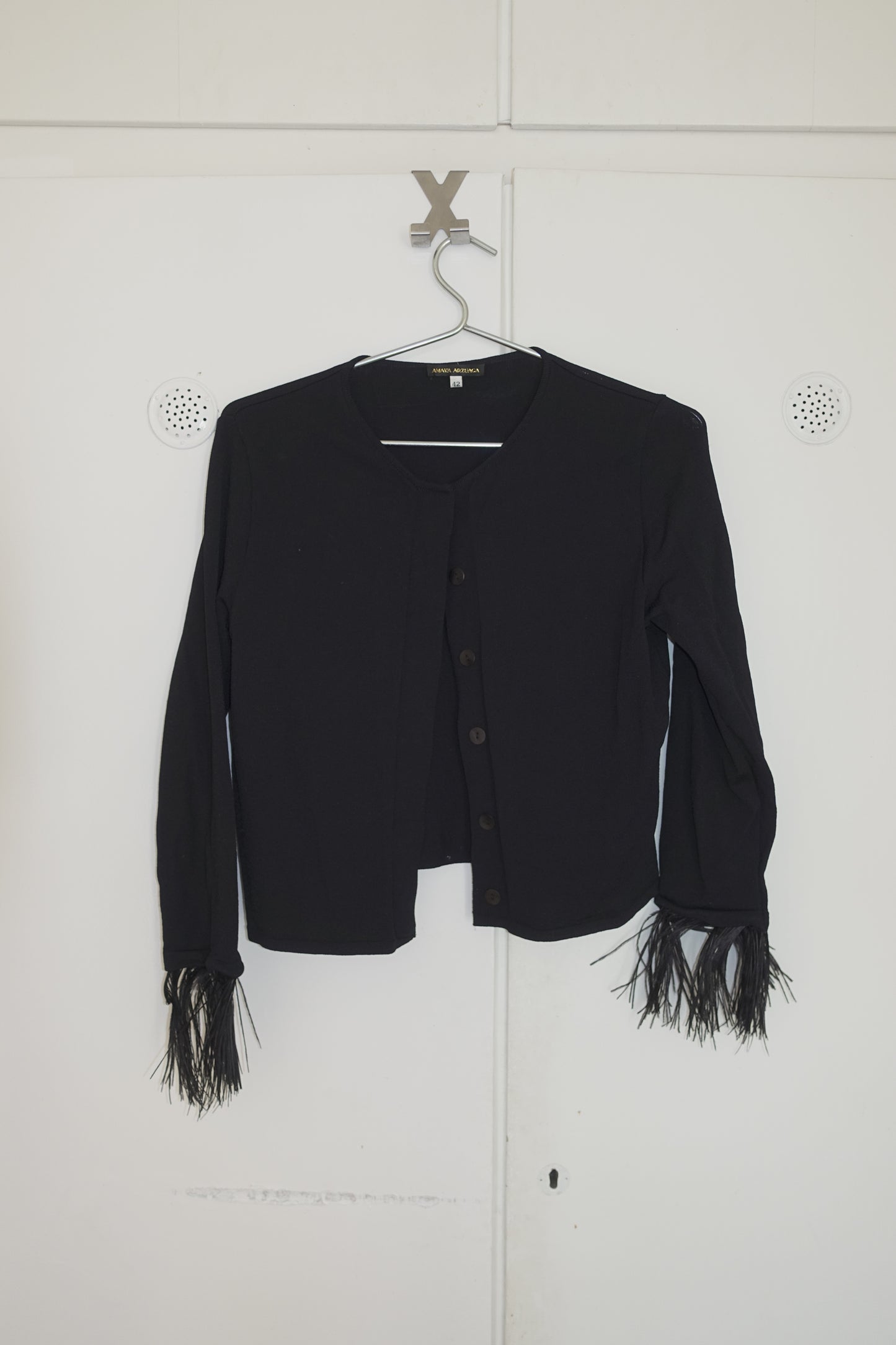 Amaya Arzuaga feather sleeves cardigan