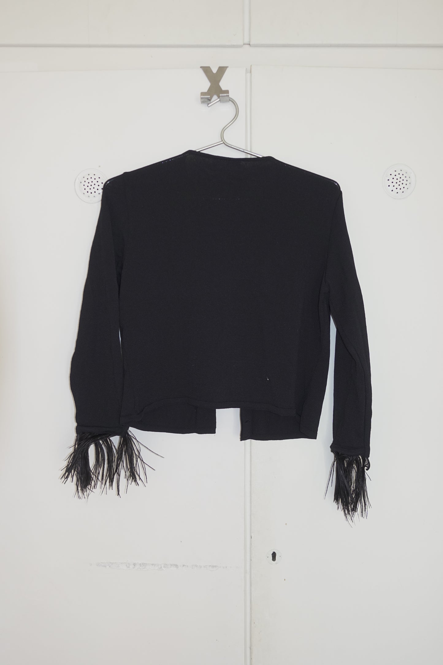 Amaya Arzuaga feather sleeves cardigan