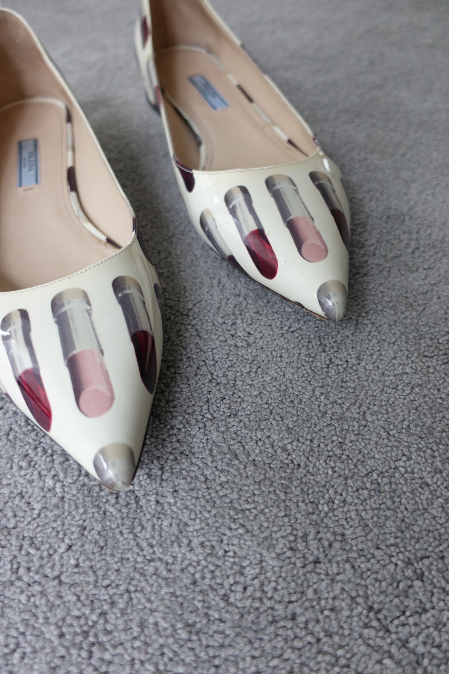 Prada Pre-Fall 2018 re-edition lipstick print ballet flats