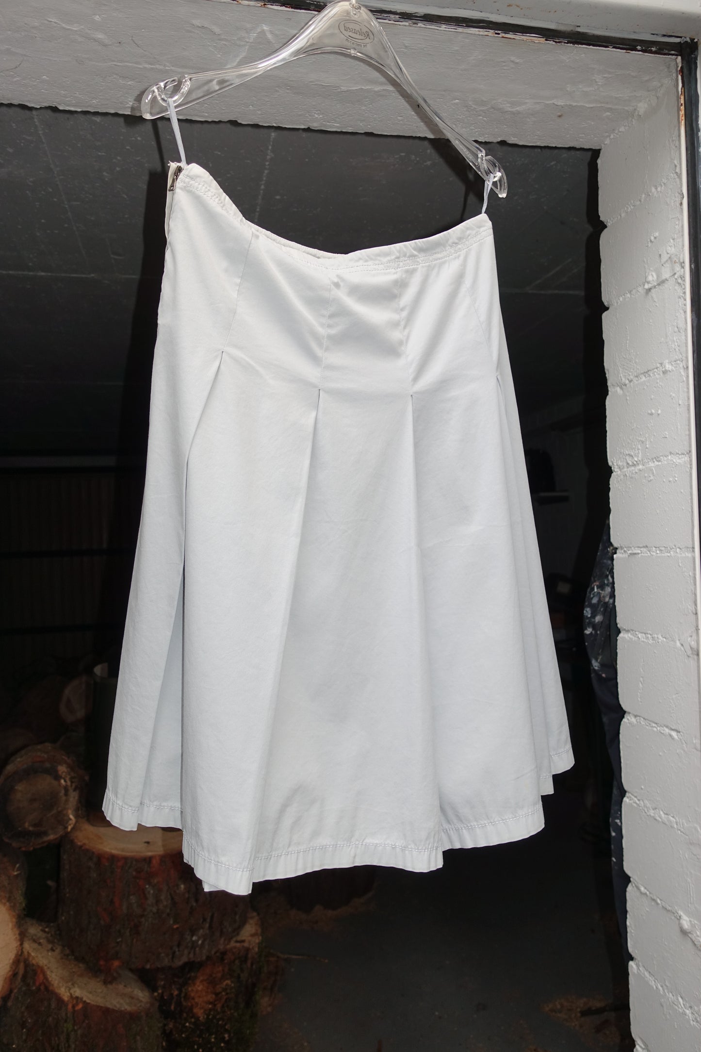 Prada pale blue pleated midi skirt