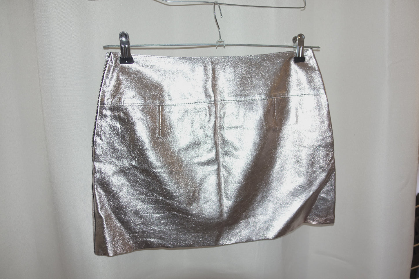 Ba&sh rosé-silver leather skirt