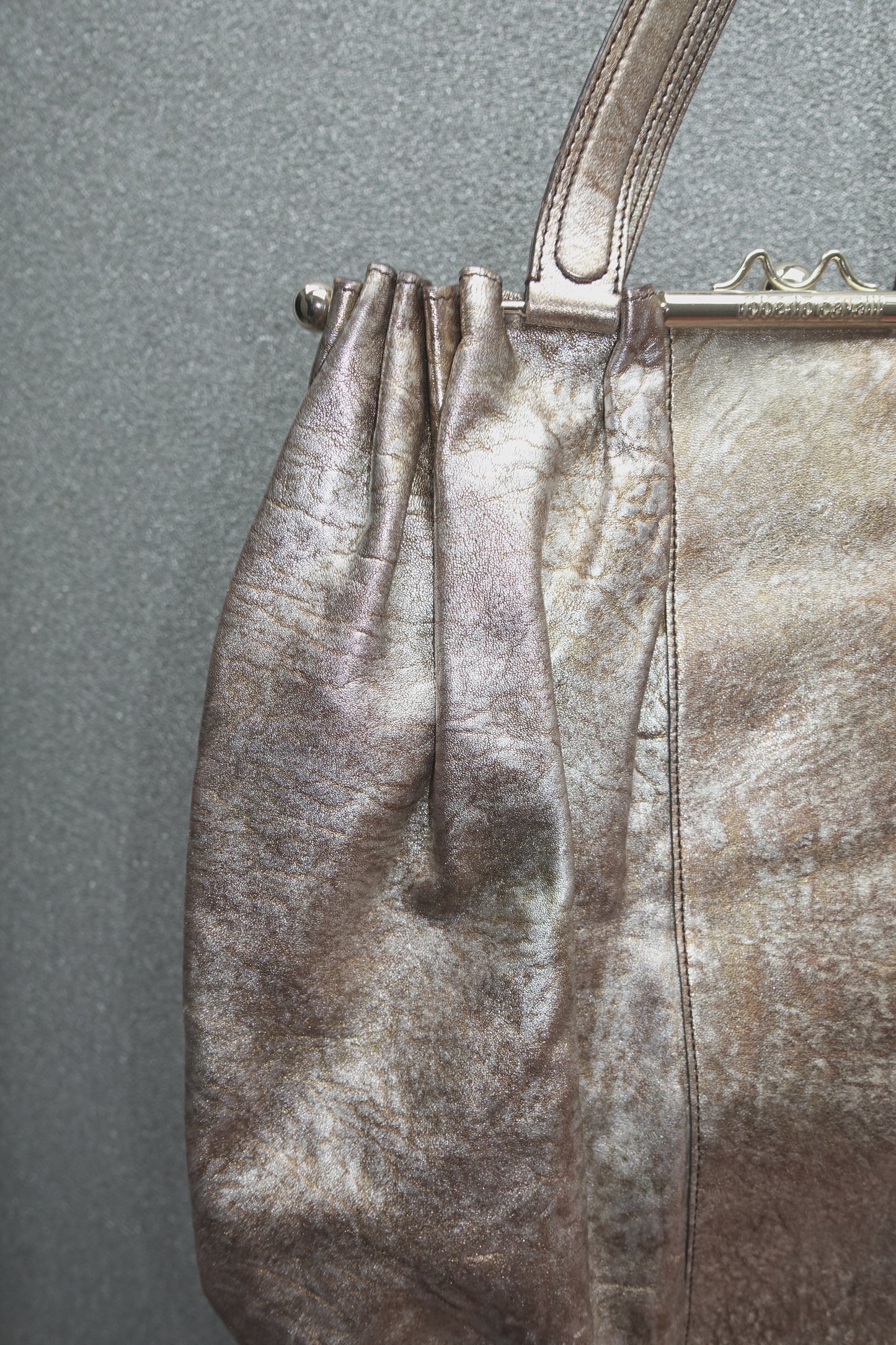 Roberto Cavalli leather clip bag