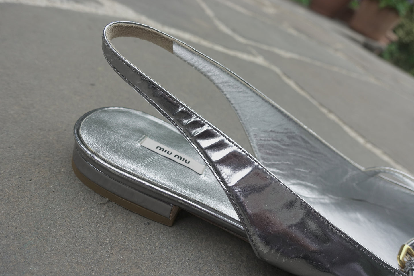 Miu Miu patent leather slingback flats