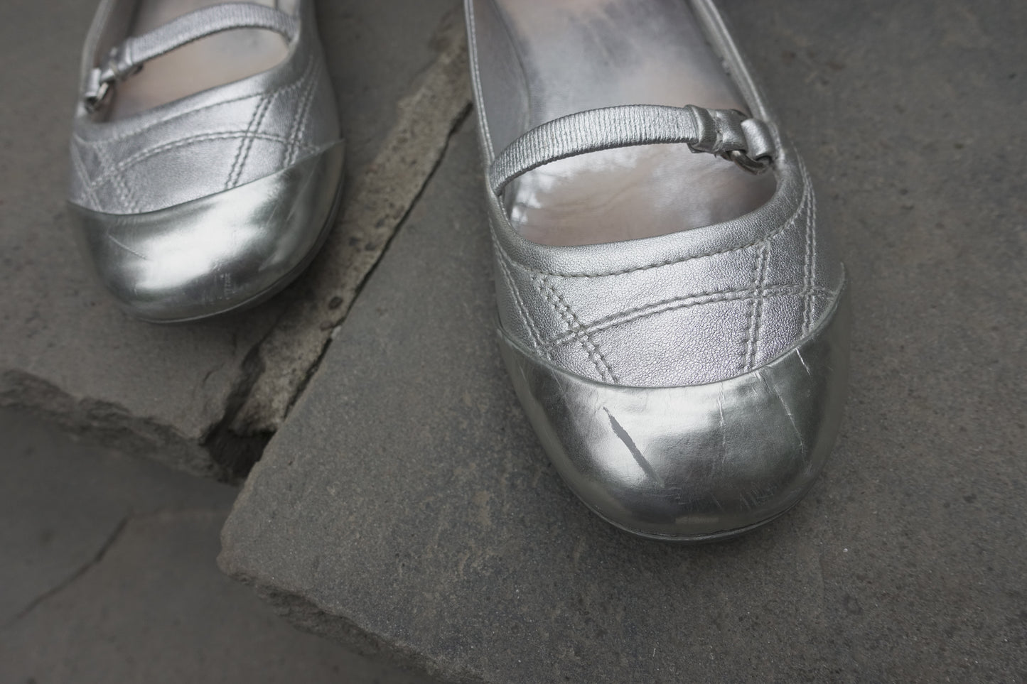 Prada Sport FW 2000 silver ballet flats