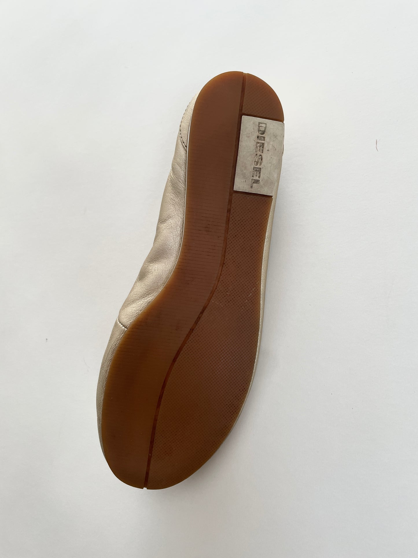 Diesel leather ballet flats in gold