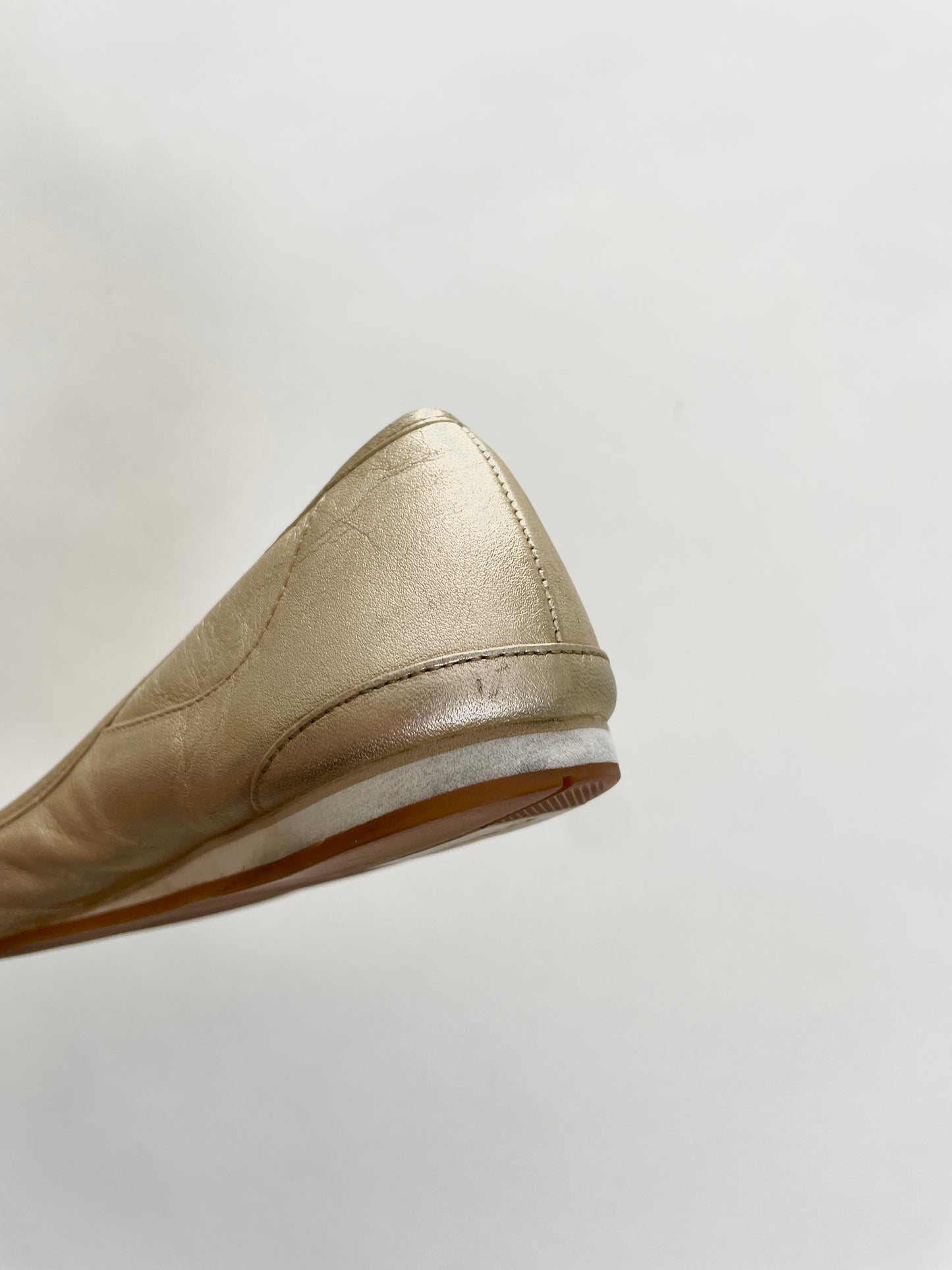 Diesel leather ballet flats in gold