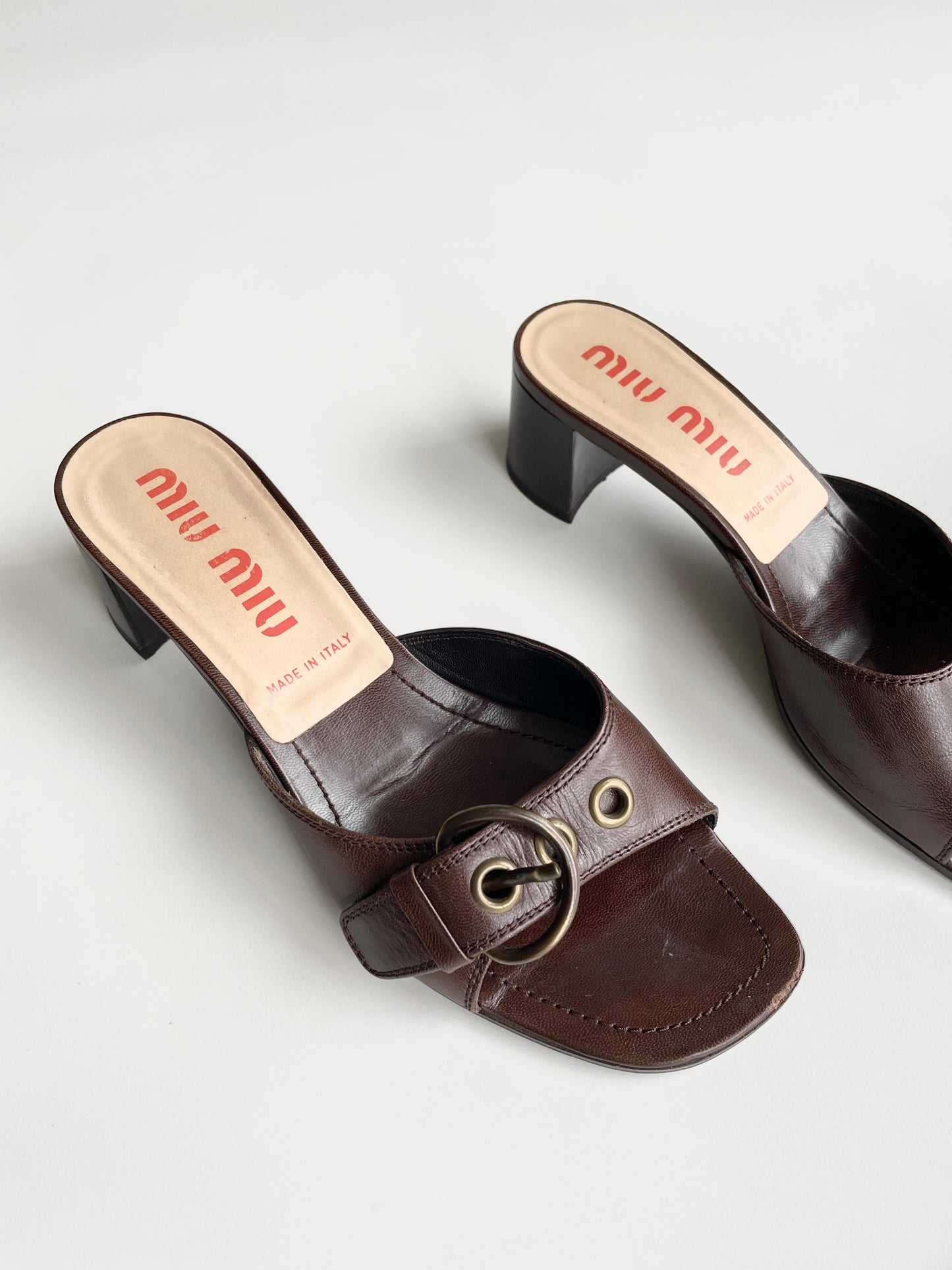 Miu Miu SS 1996 leather buckle slide sandals