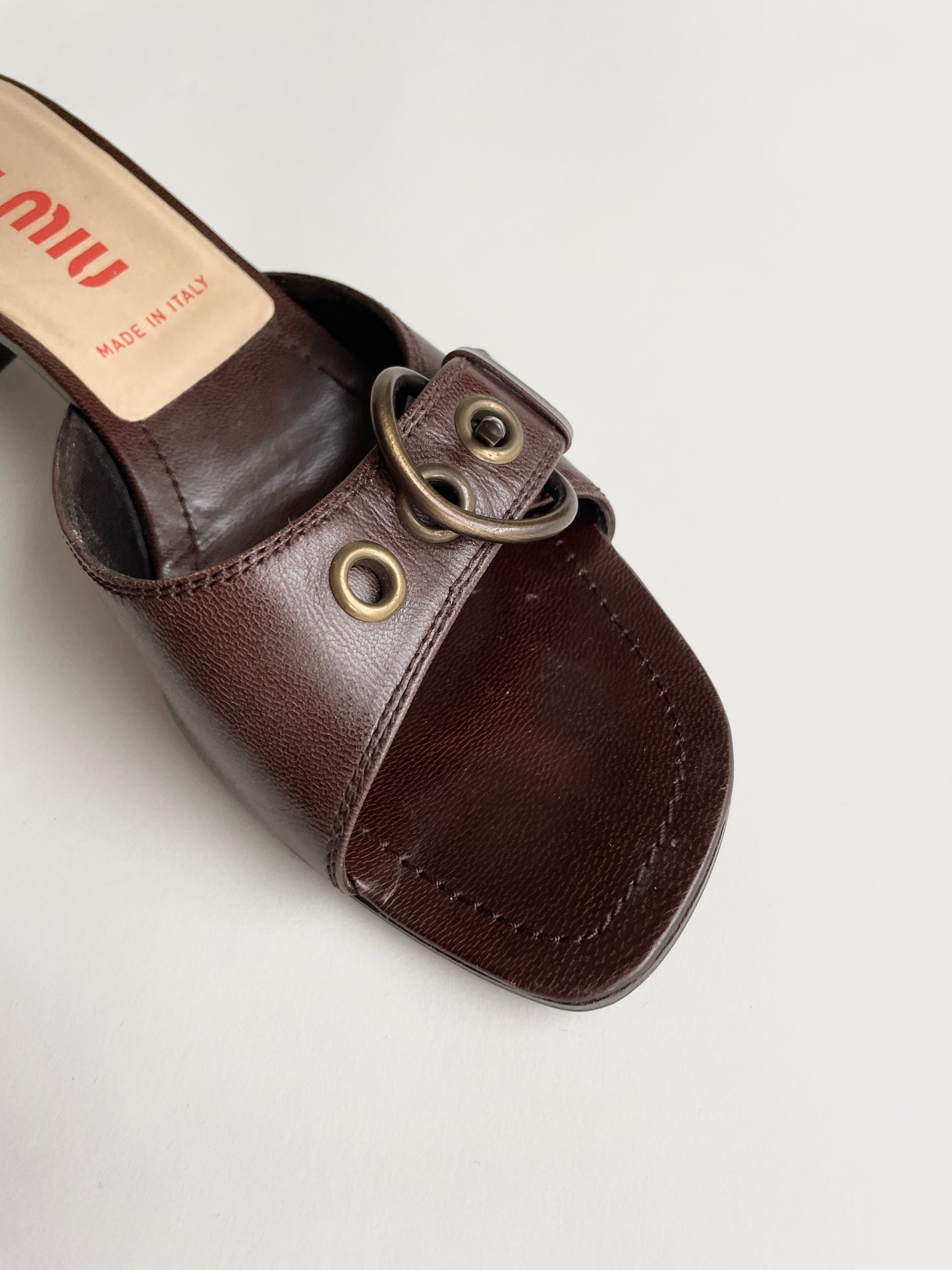 Miu Miu SS 1996 leather buckle slide sandals