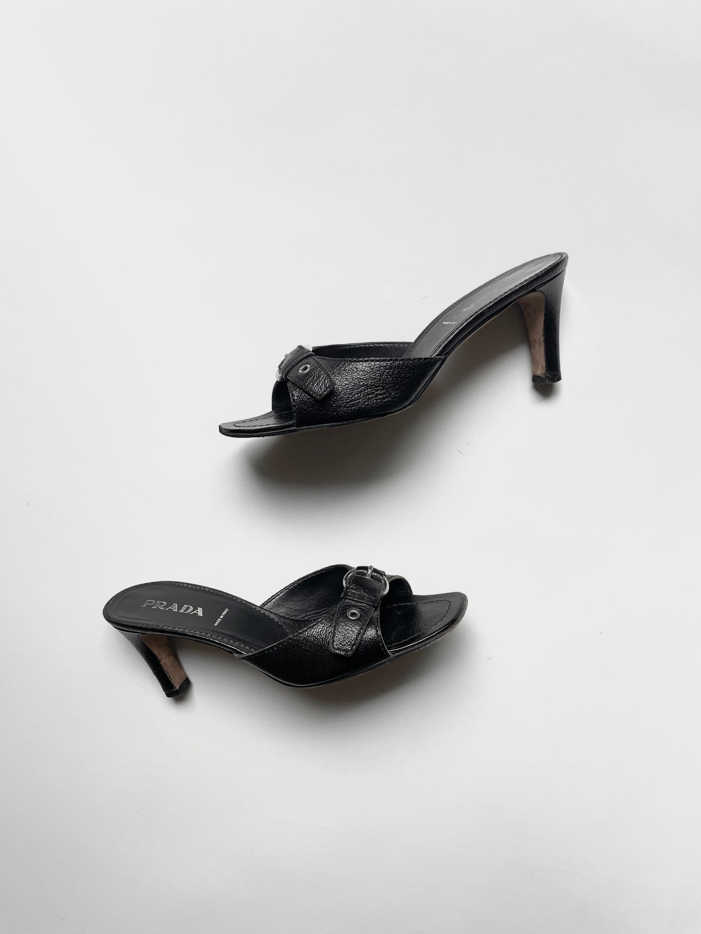 Prada 1996 leather buckle slide sandals