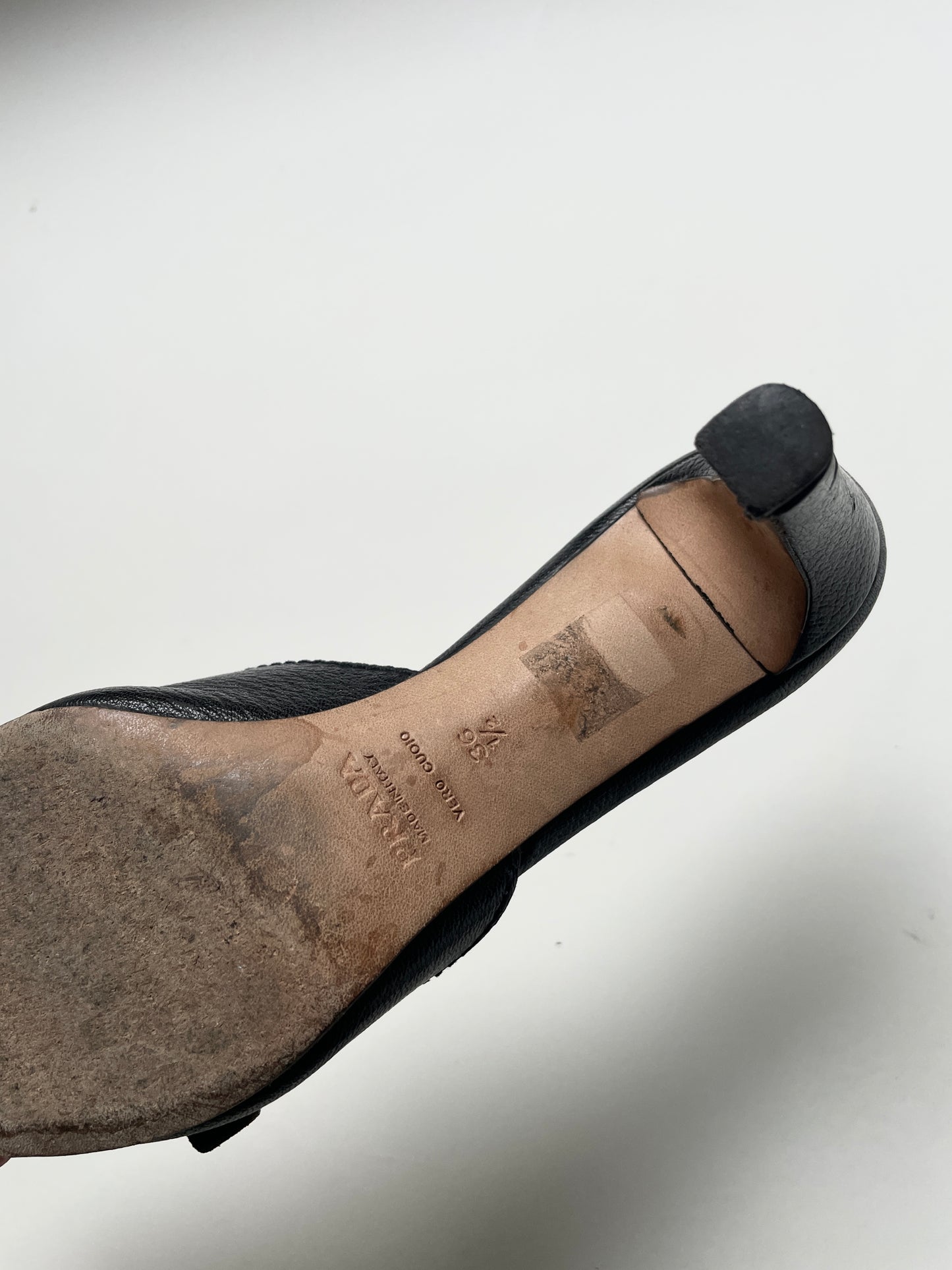 Prada 1996 leather buckle slide sandals