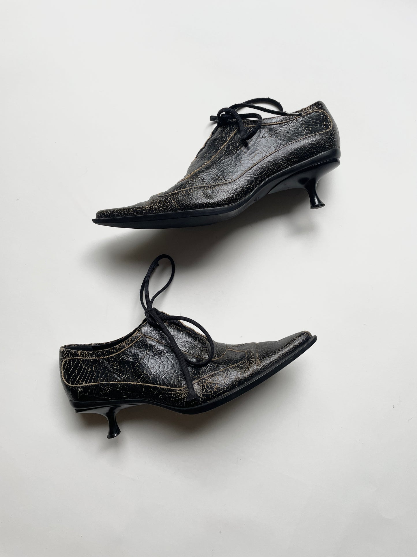 Miu Miu FW 2001 cracked leather ankle boots