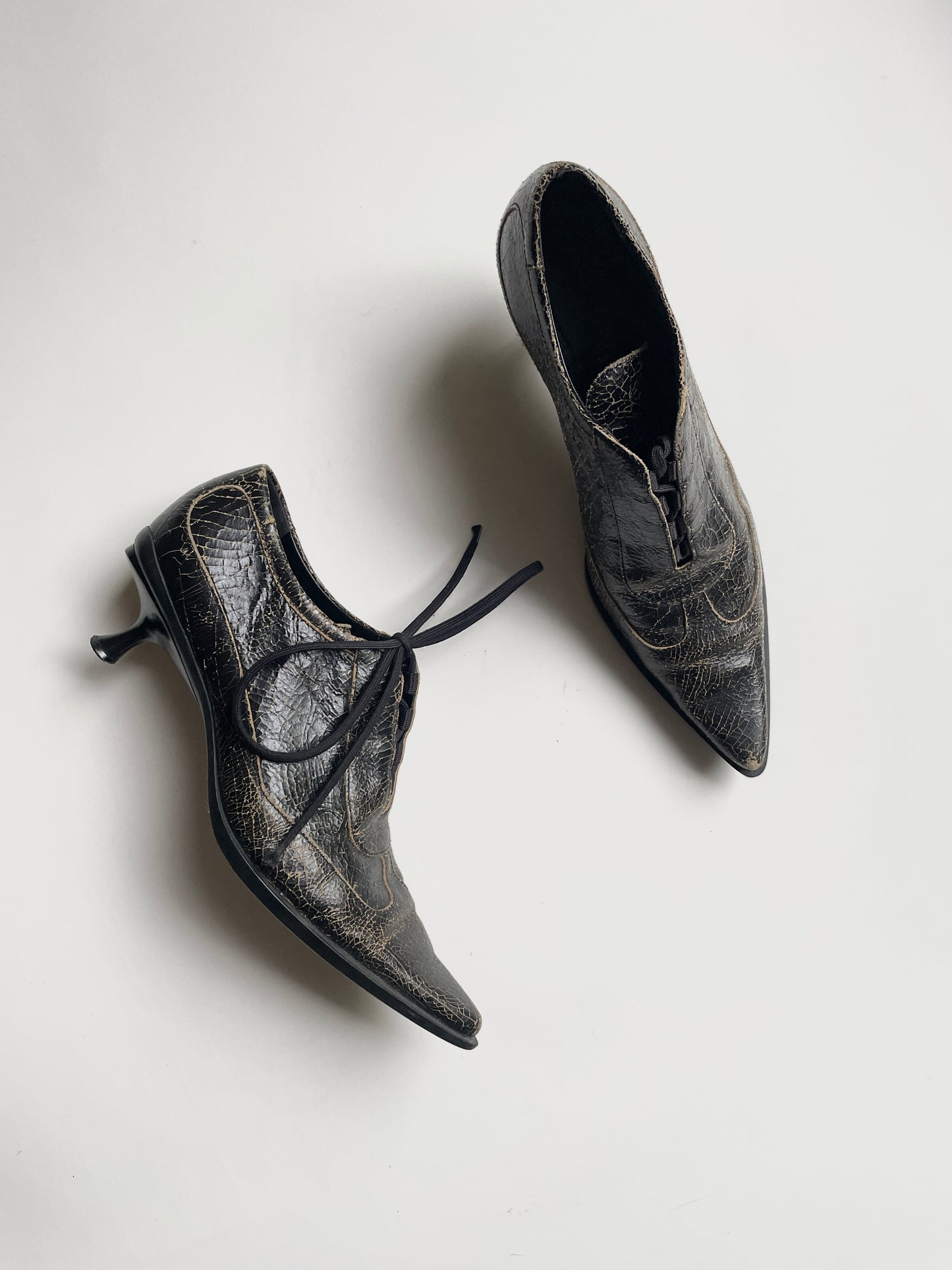 Miu Miu FW 2001 cracked leather ankle boots