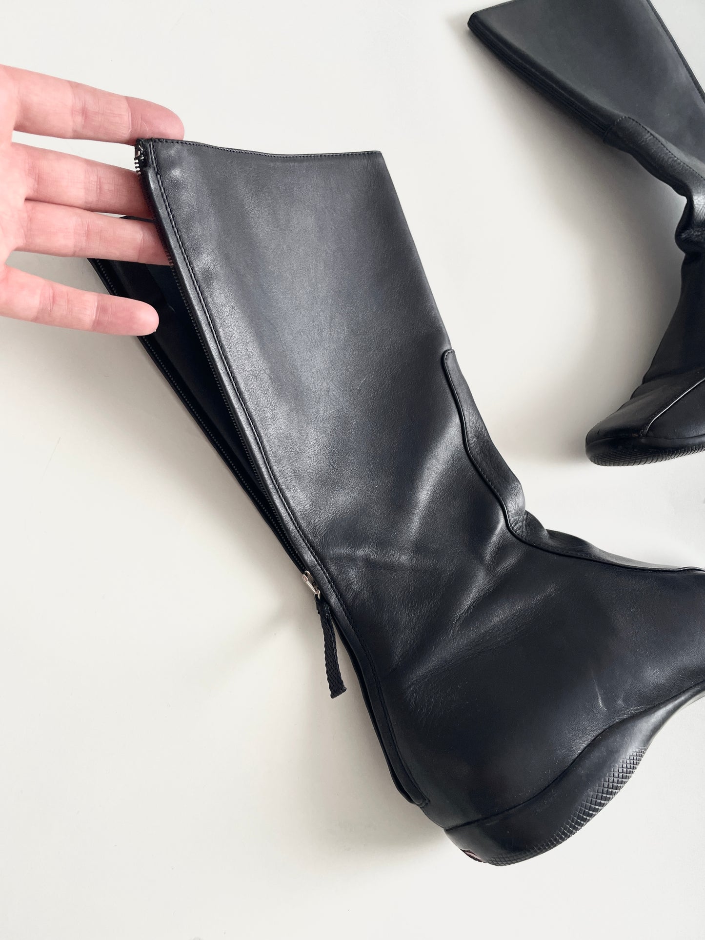 Prada Sport 1990s leather square toe boots