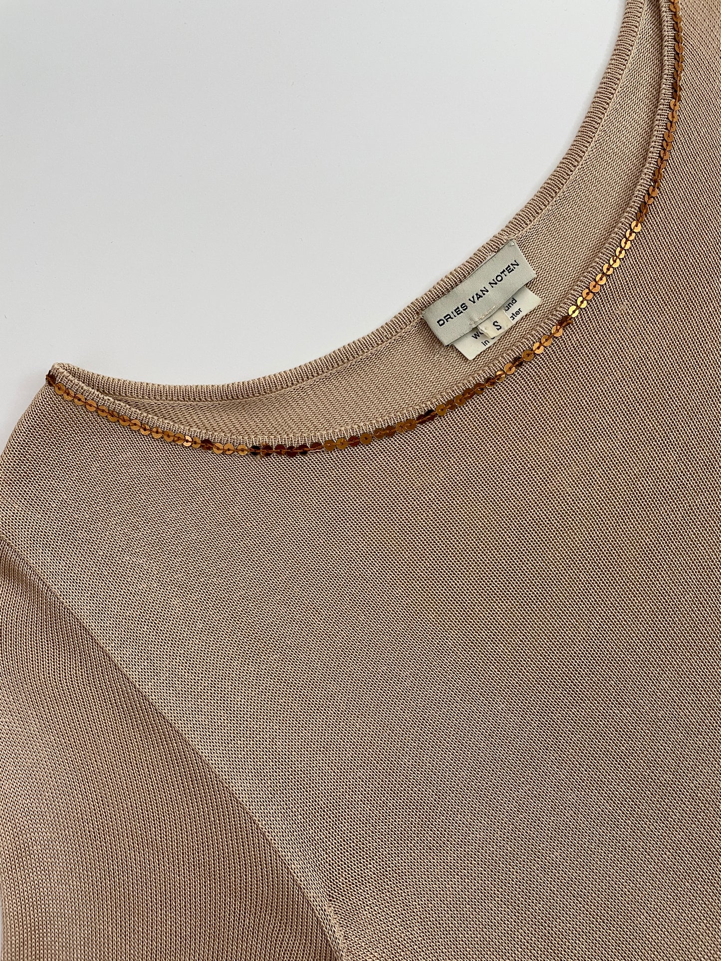 Dries van Noten knitted longsleeve dress with sequin collar