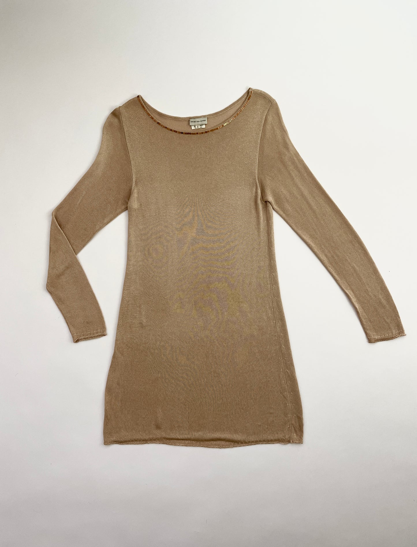 Dries van Noten knitted longsleeve dress with sequin collar