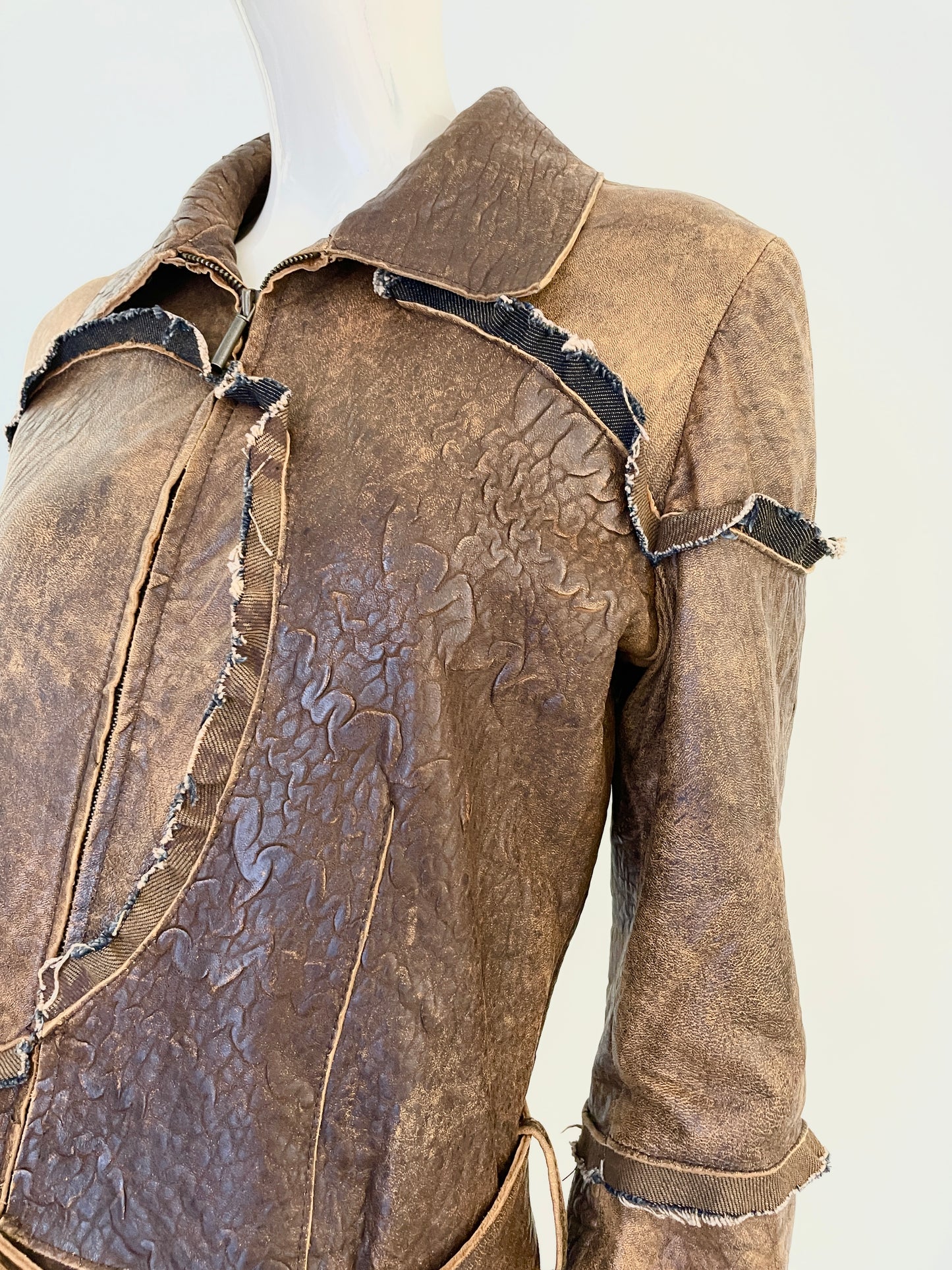 Just Cavalli distressed leather coat