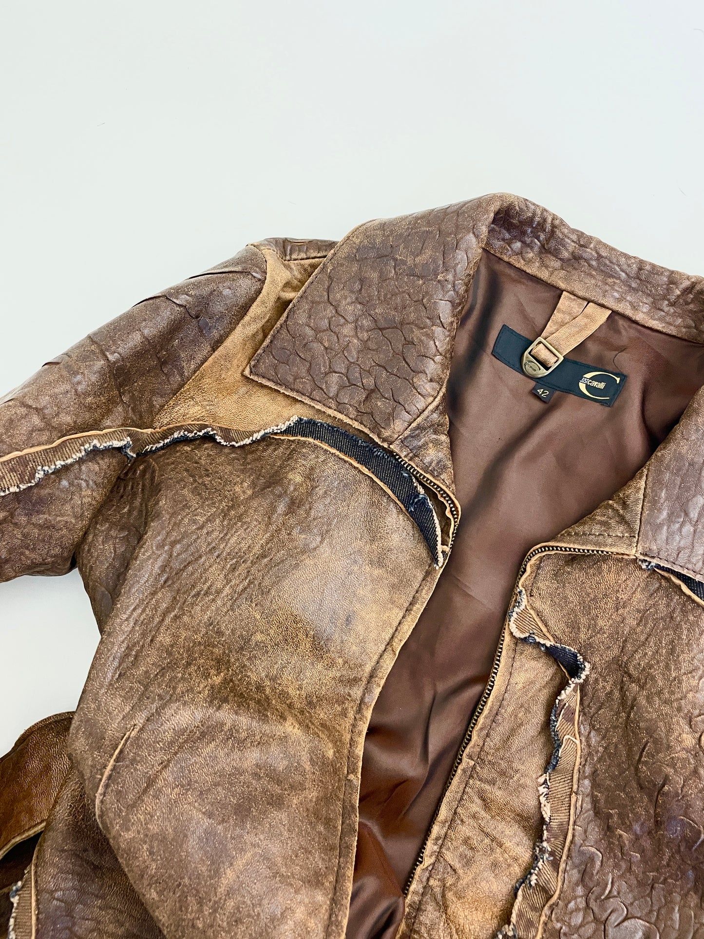 Just Cavalli distressed leather coat