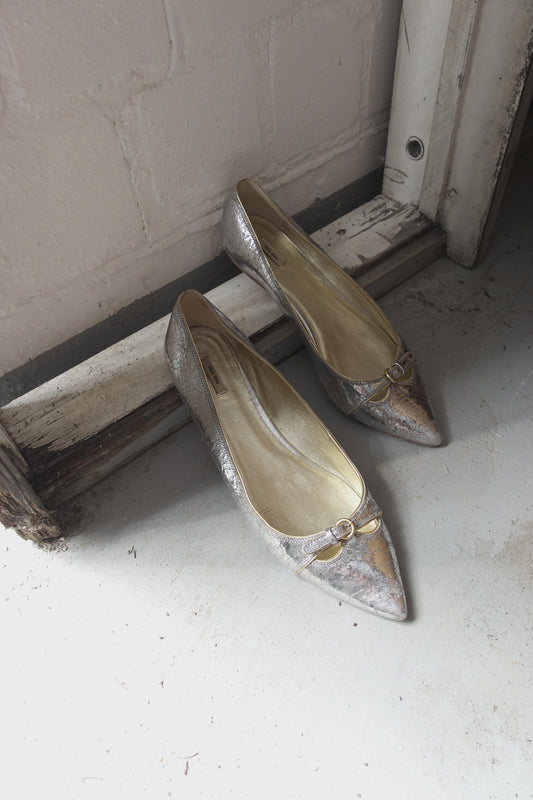 Miu Miu silver ballet flats