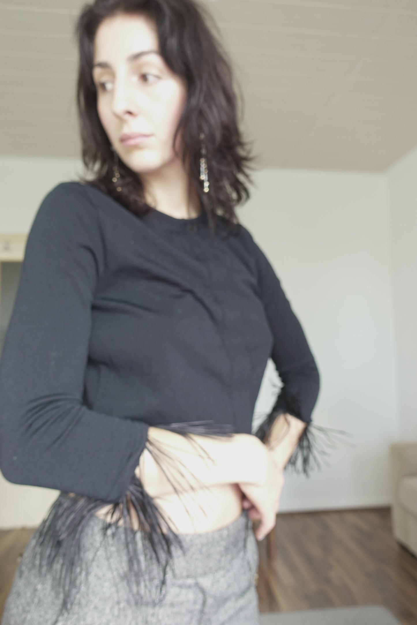Amaya Arzuaga feather sleeves cardigan