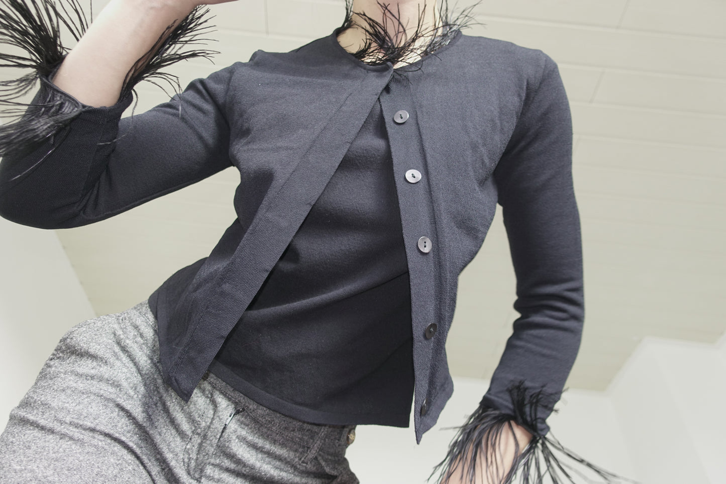 Amaya Arzuaga feather sleeves cardigan