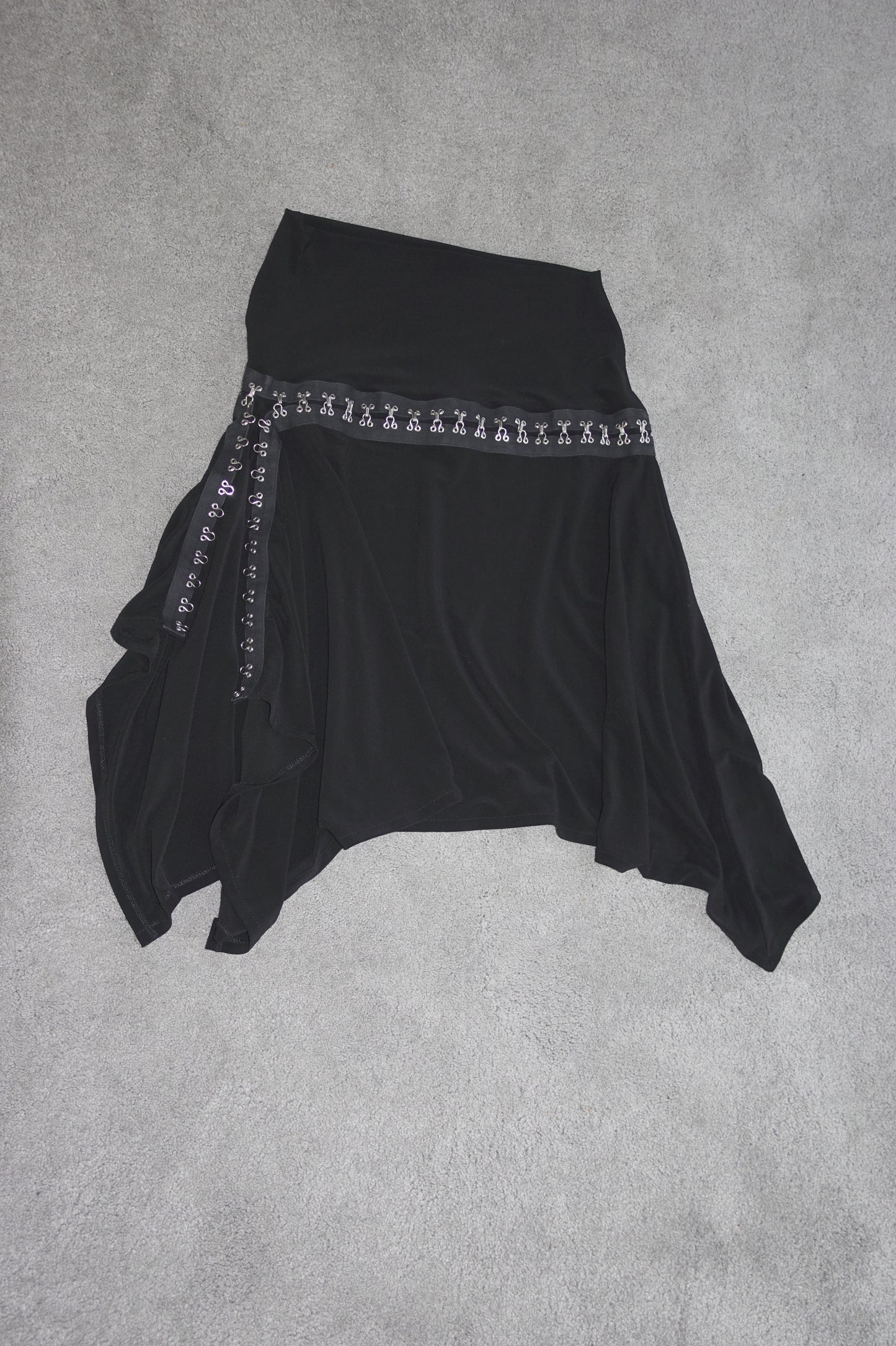 Asymmetrical skirt with hooks