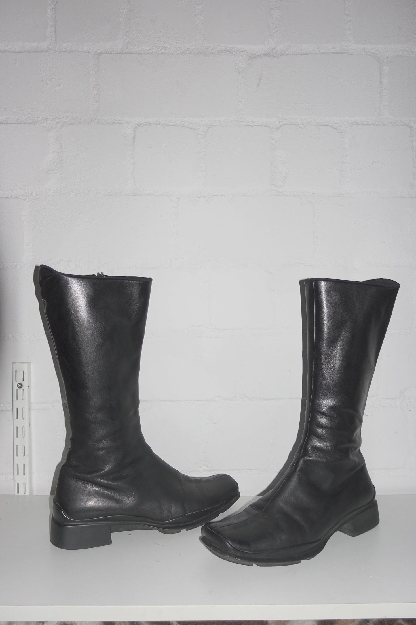 Prada FW 1999 square toe leather boots