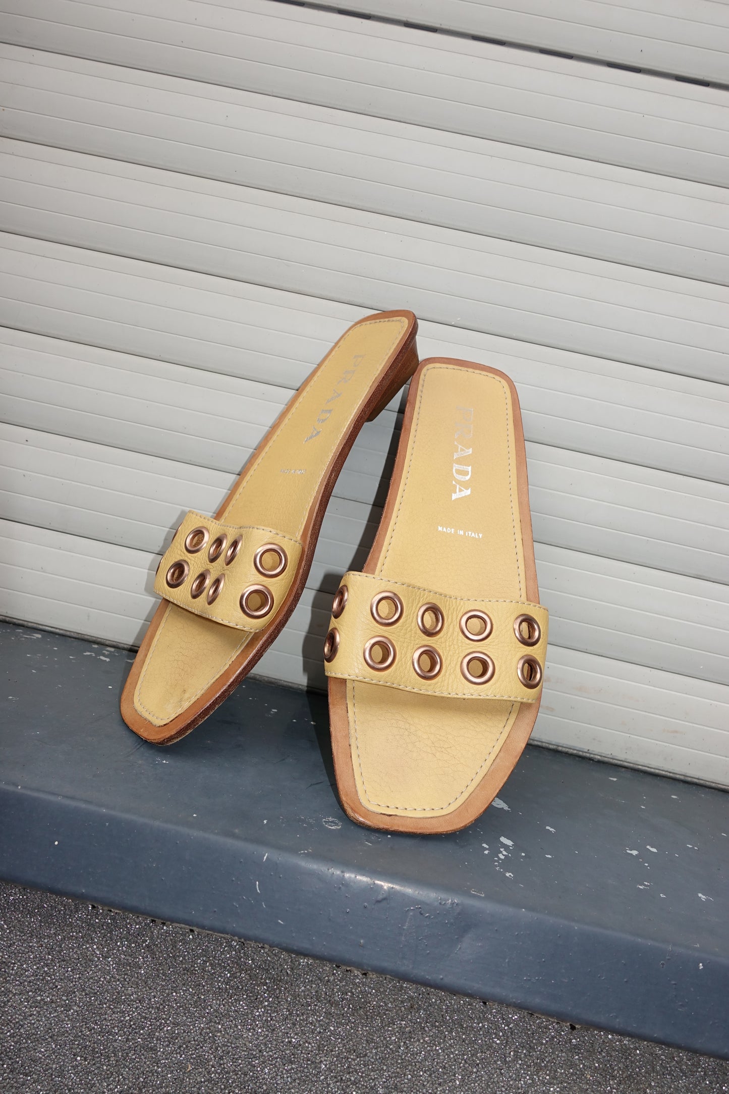 Prada grommet sandals