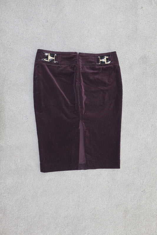 Gucci burgundy velvet pencil skirt