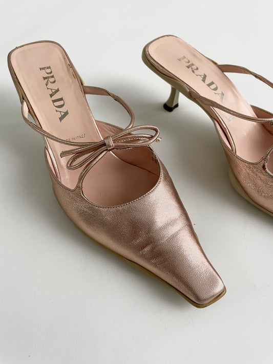 Prada 2001 metallic kitten heels