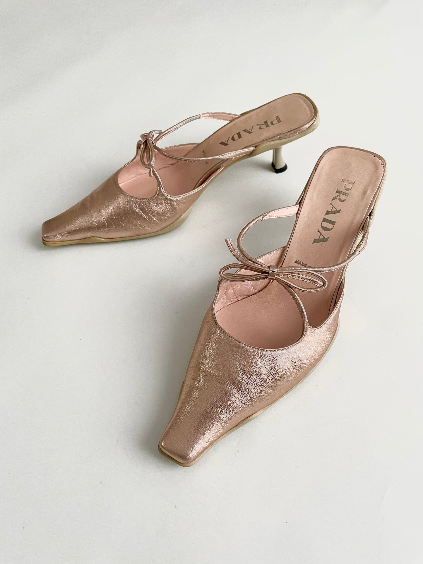 Prada 2001 metallic kitten heels