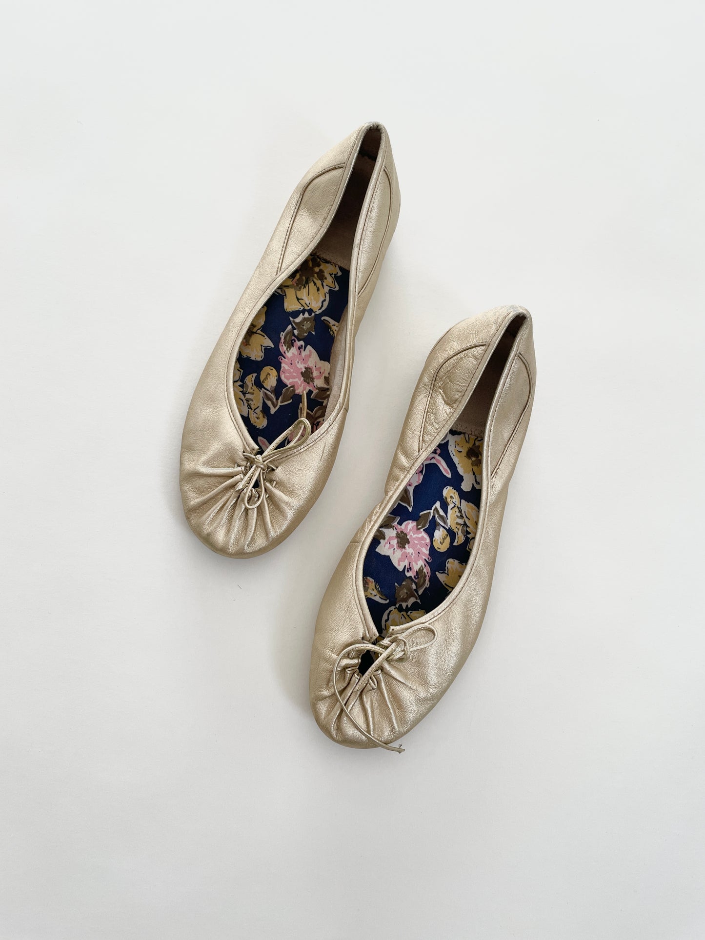 Diesel leather ballet flats in gold