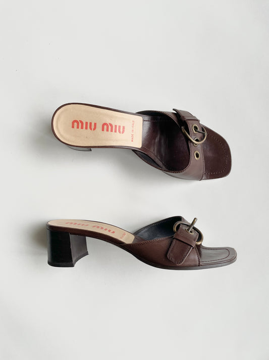Miu Miu SS 1996 leather buckle slide sandals