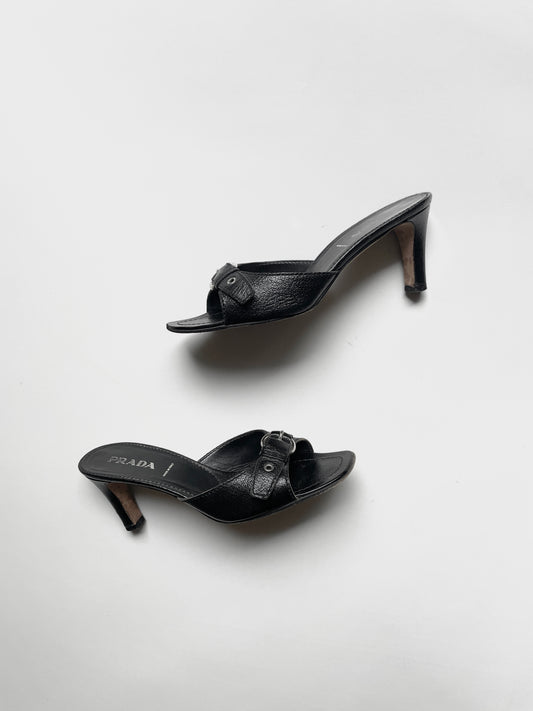 Prada 1996 leather buckle slide sandals