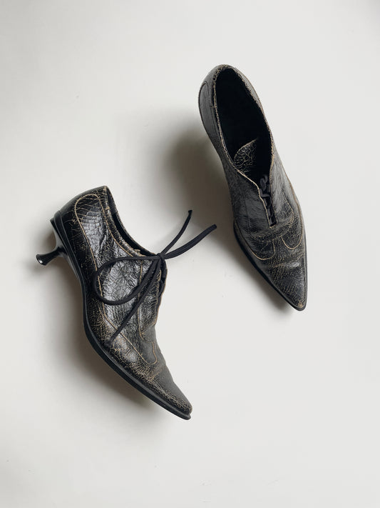 Miu Miu FW 2001 cracked leather ankle boots