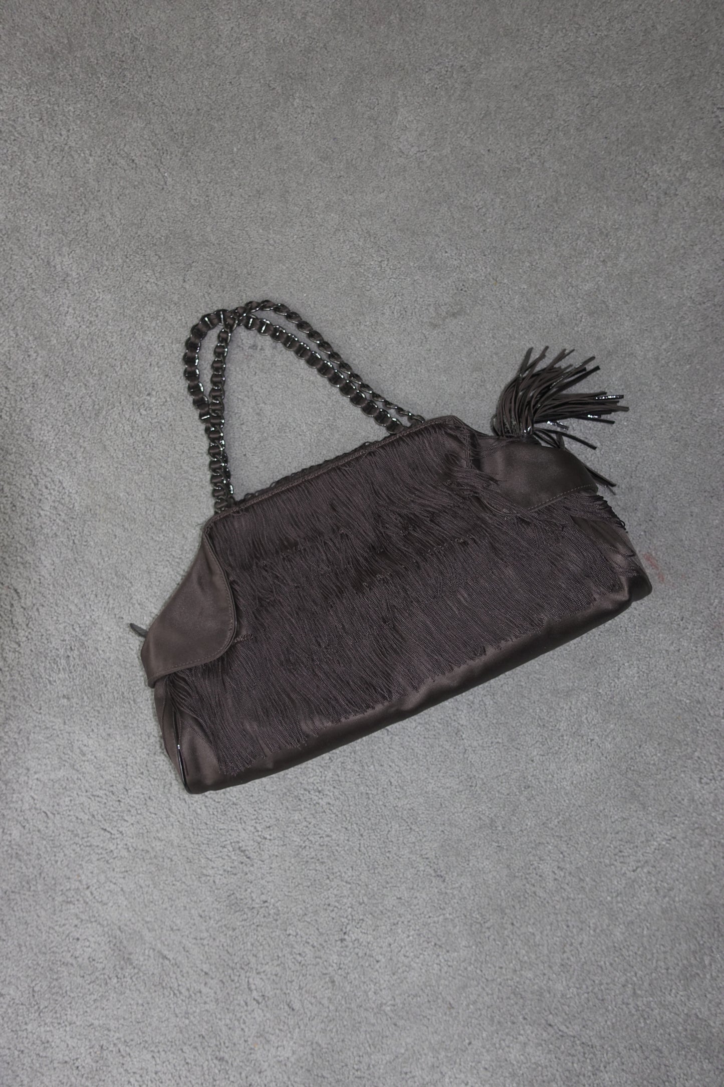 Moschino silk bag with fringes