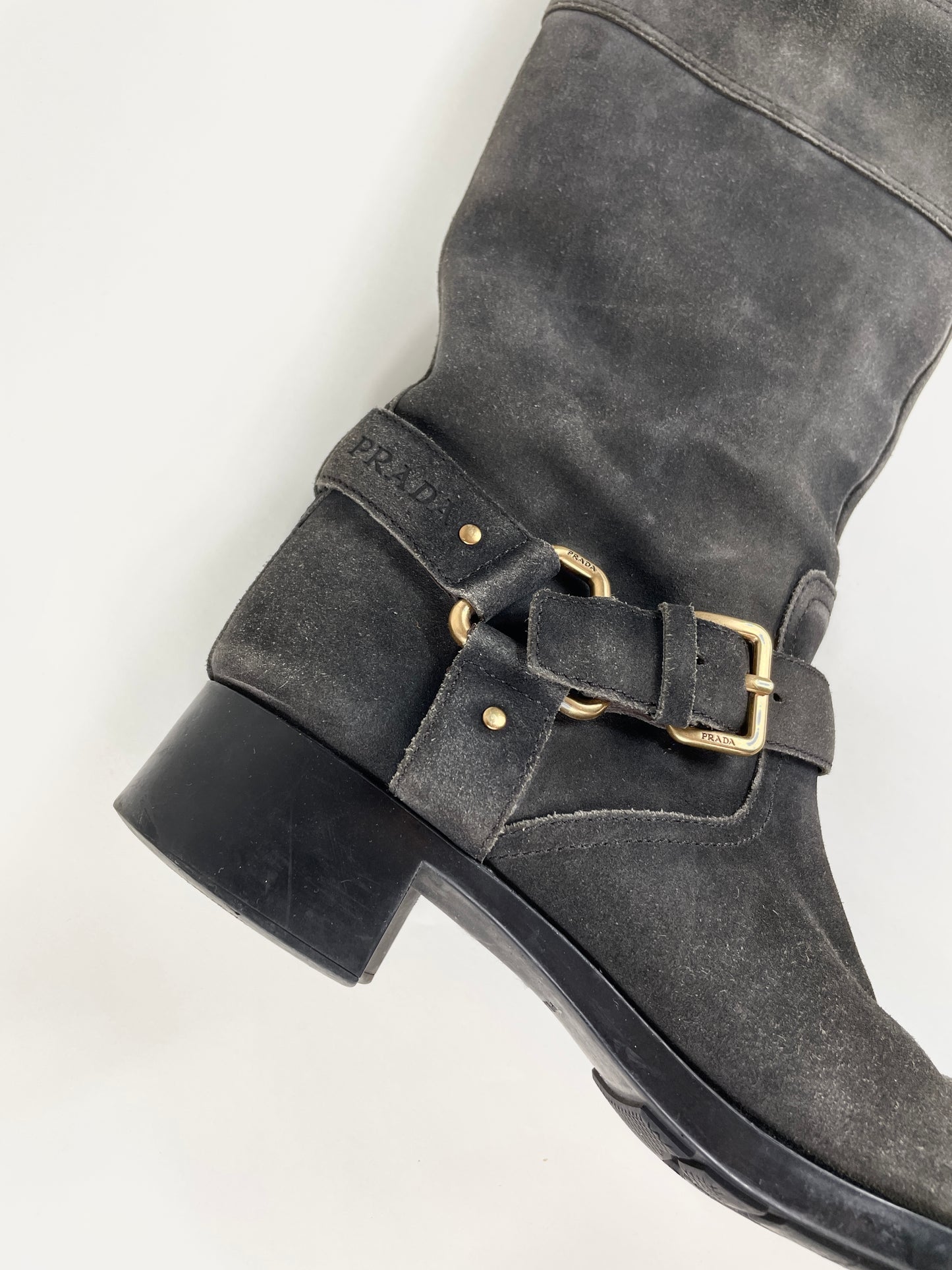 Prada suede biker boots
