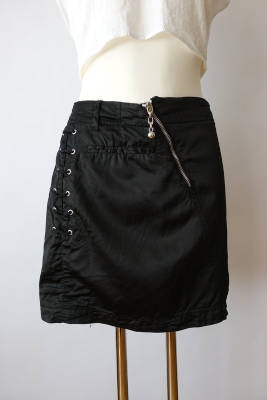 Costume National satin lace up mini skirt